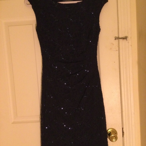 Ralph Lauren black sequins and lace cocktail dress - Picture 1 of 12